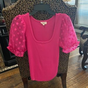 Pink square neck ribbed top